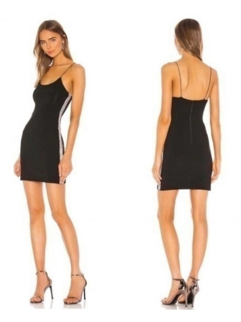 Alice + Olivia Noni Mini Silk Blend Dress Black Iridescent prom party 2 NWT